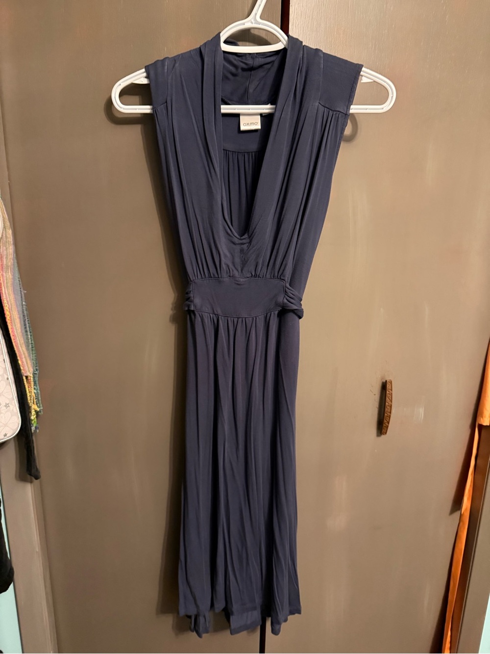 Sleeveless V-Neck Midi Dress in Deep Navy by